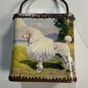 Elegant Poodle Print Handbag metal box Vice Versa vintage